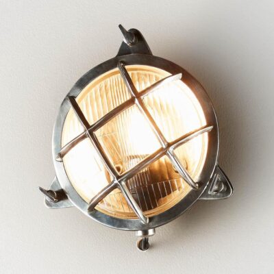 Lakeside Nautical Cage Outdoor Wall Light Silver