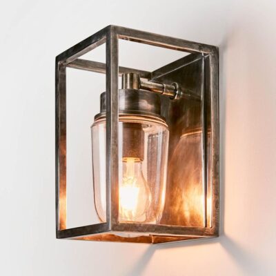 Chapelton Industrial Cage Outdoor Wall Light Antique Silver