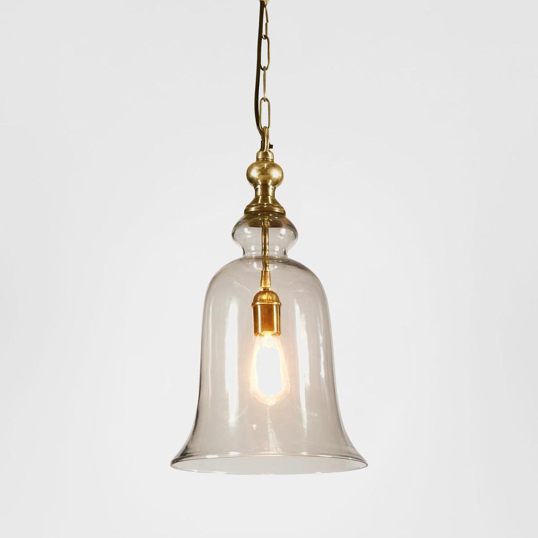 Milden French Provincial Glass Bell Pendant Brass