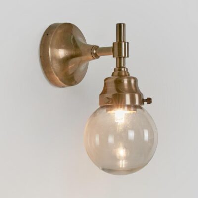 Forres Heritage Glass Globe Outdoor Wall Light Antique Brass