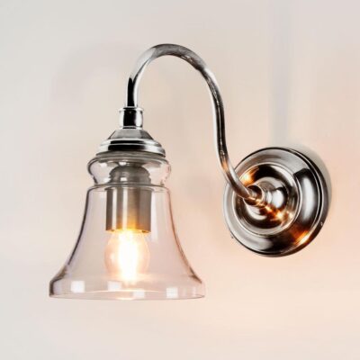 Midland Victorian Bell Glass Wall Light Antique Silver