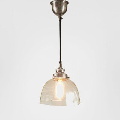 Burleigh Hexagonal Glass Ceiling Pendant Antique Silver