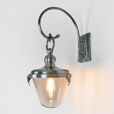 Carlton Hamptons Outdoor Wall Light with Glass Shade Antique Silver