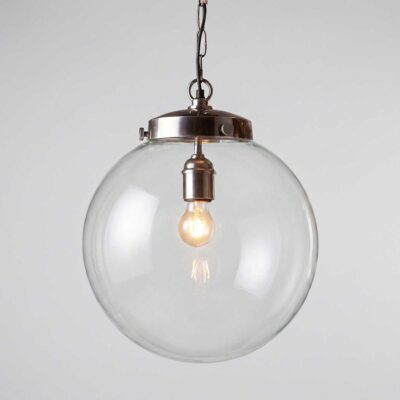 Fairford Heritage Clear Glass Globe Ceiling Pendant Antique Silver