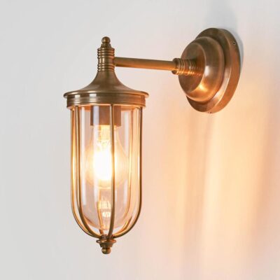 Sorrento Heritage Caged Outdoor Wall Light Antique Brass