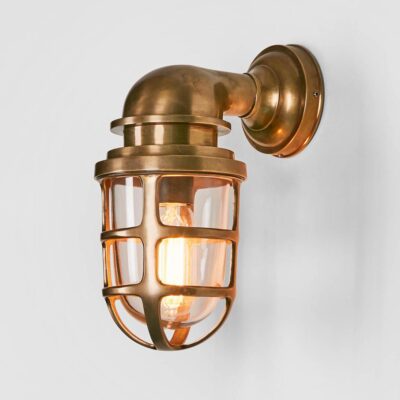 Northcliffe Nautical Caged Wall Light Antique Brass