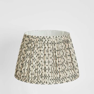 Tremayne French Provincial Pleated Linen Lamp Shade Charcoal Block Print