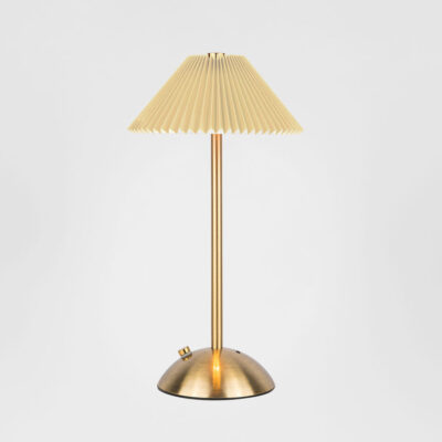 Crail Hamptons Pleated Rechargeable Table Lamp Brass Finish