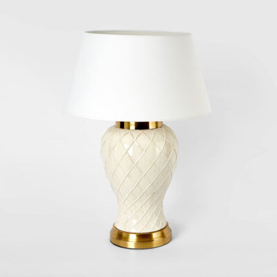 Glenfield Hamptons Ceramic Table Lamp Ivory Lattice