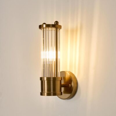 Ravenswood Hamptons Fluted Glass Wall Light Antique Brass