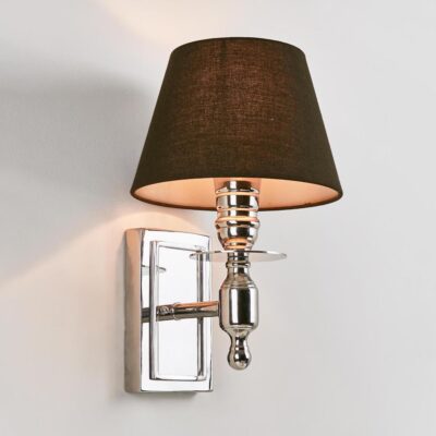 Lyndale Hamptons Wall Light Polished Nickel with Black Shade