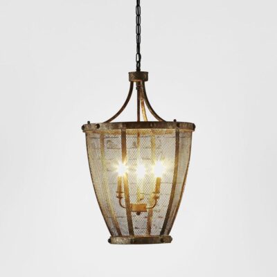 Belton Industrial Mesh Basket Ceiling Pendant Rust