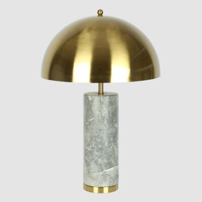 Clanmore Hamptons Table Lamp Brass Dome Grey Marble
