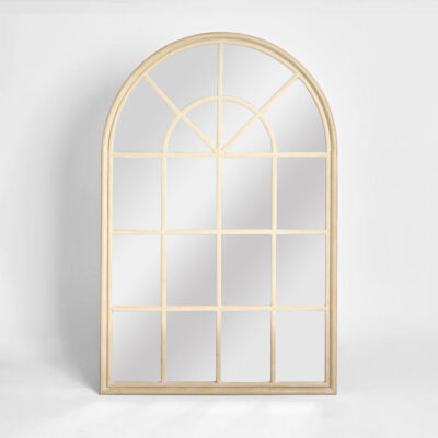 Naversham Hamptons Arched Window Mirror Natural Pine