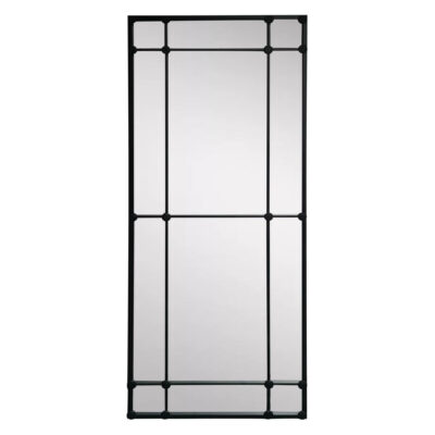 Fenwycke Hamptons 12 Pane Rectangular Mirror Matt Black