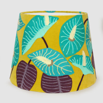 Orchard Embroidered Tapered Lamp Shade Yellow Botanical