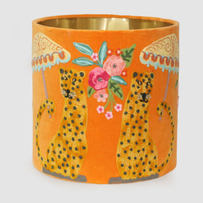 Sherbrooke Embroidered Cheetah Drum Shade Orange