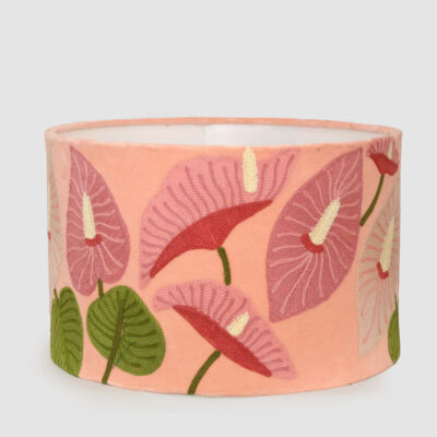 Willowbank Hamptons Embroidered Drum Lamp Shade Pink
