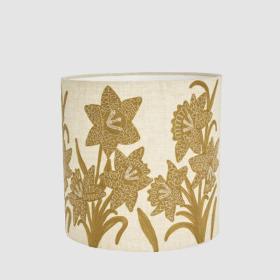 Waverleigh Daffodil Embroidered Linen Drum Shade Butternut
