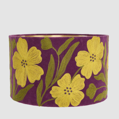 Frostfield French Provincial Velvet Drum Lamp Shade Purple Floral