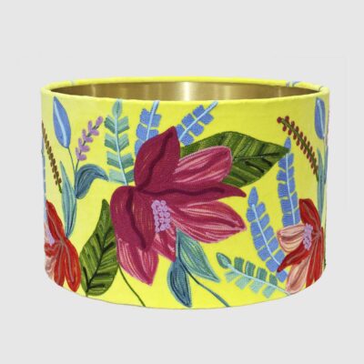 Hardwick Tropical Embroidered Drum Lamp Shade Yellow