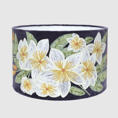 Briarshade Hamptons Frangipani Embroidered Drum Lamp Shade Plum