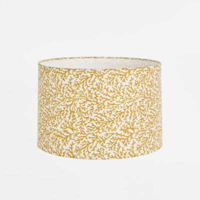 Matilda Hamptons Drum Lamp Shade Mustard Coral Print