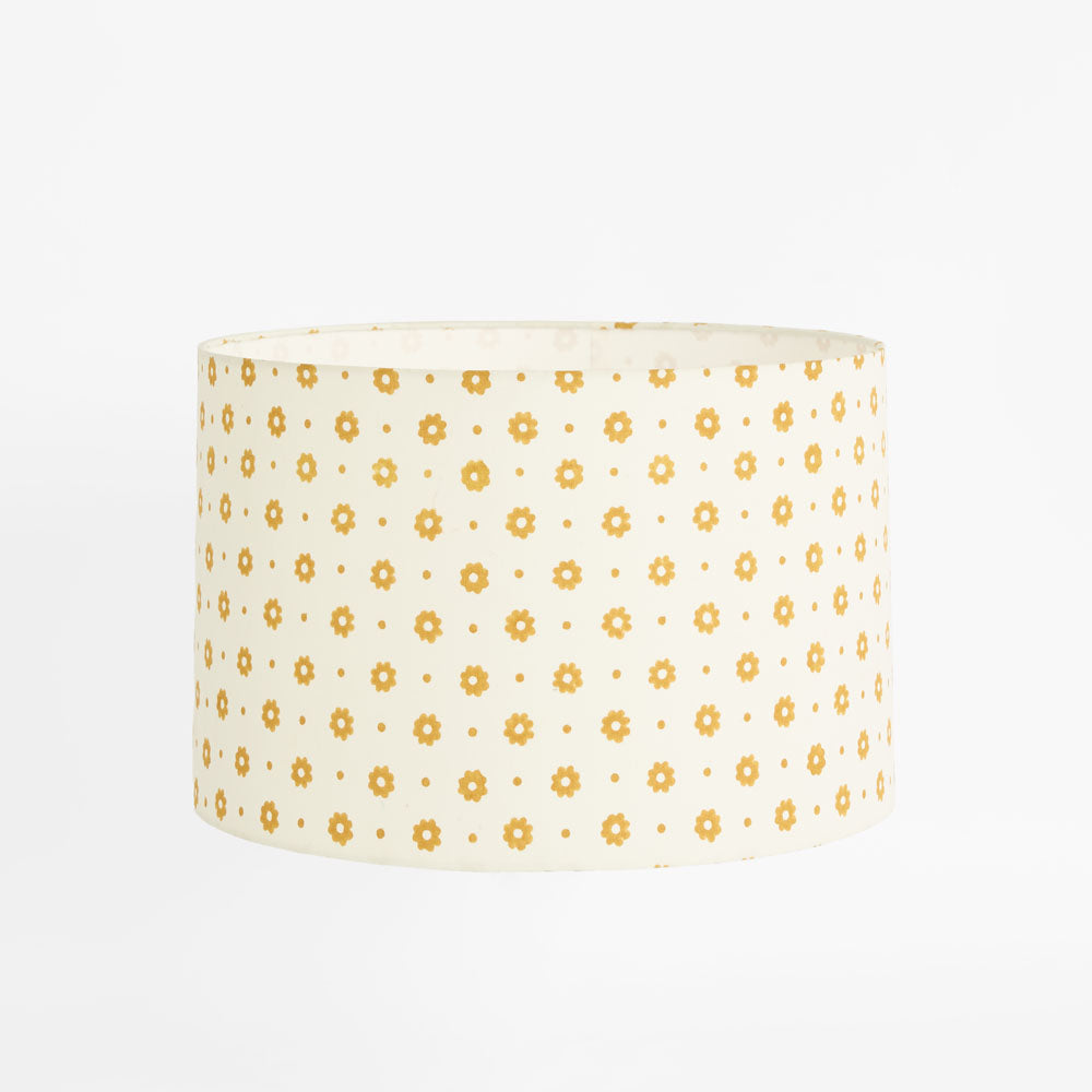 Belvedere Hamptons Drum Lamp Shade Mustard Floral Block Print