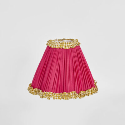 Rosecliff French Provincial Pleated Lamp Shade Fuchsia with Gingham Trim