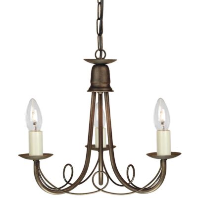 Abbotscroft Country 3 Light Chandelier Black Gold Patina