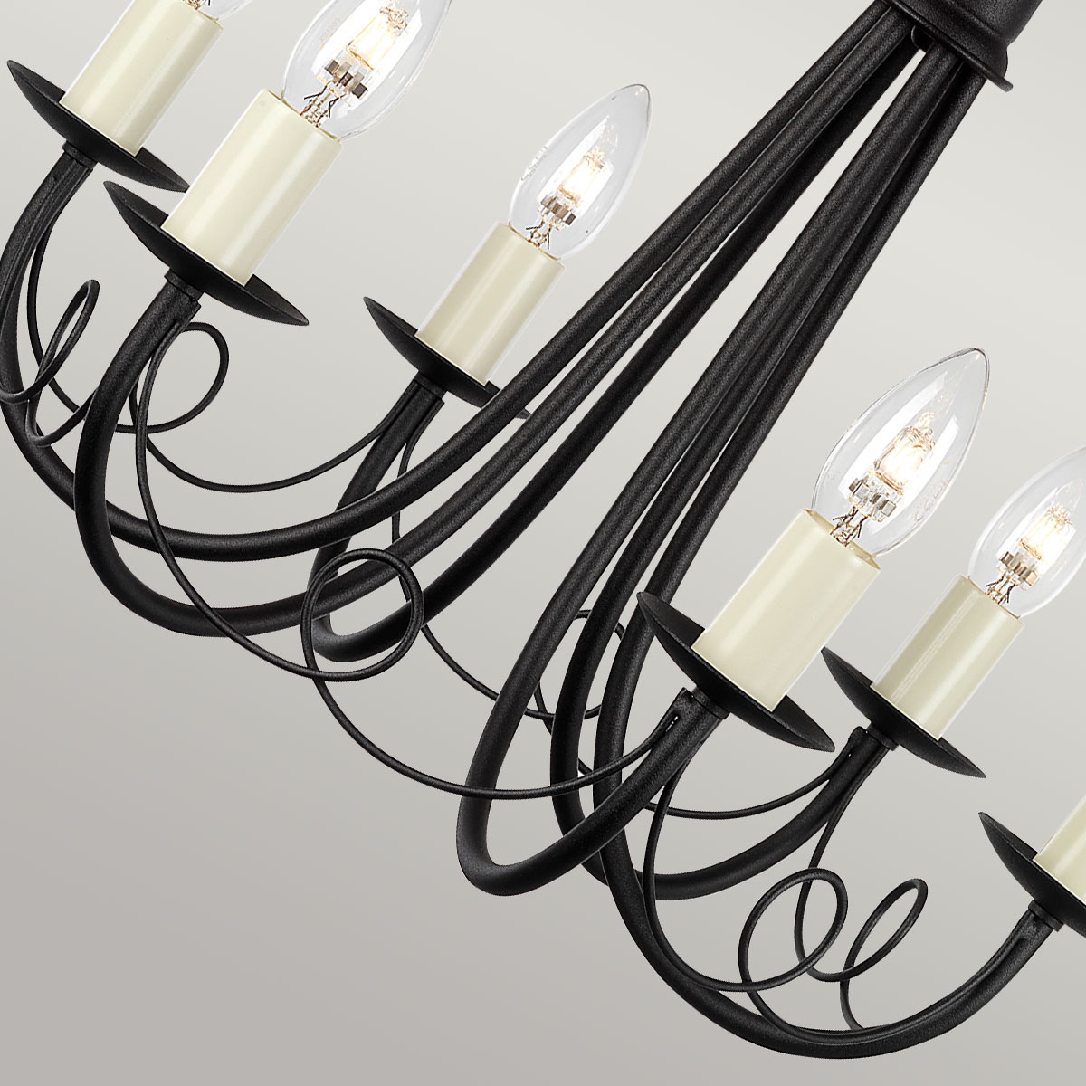Abbotscroft Country 6 Light Chandelier Black Abbotscroft Country 6 Light Chandelier Black — detail view