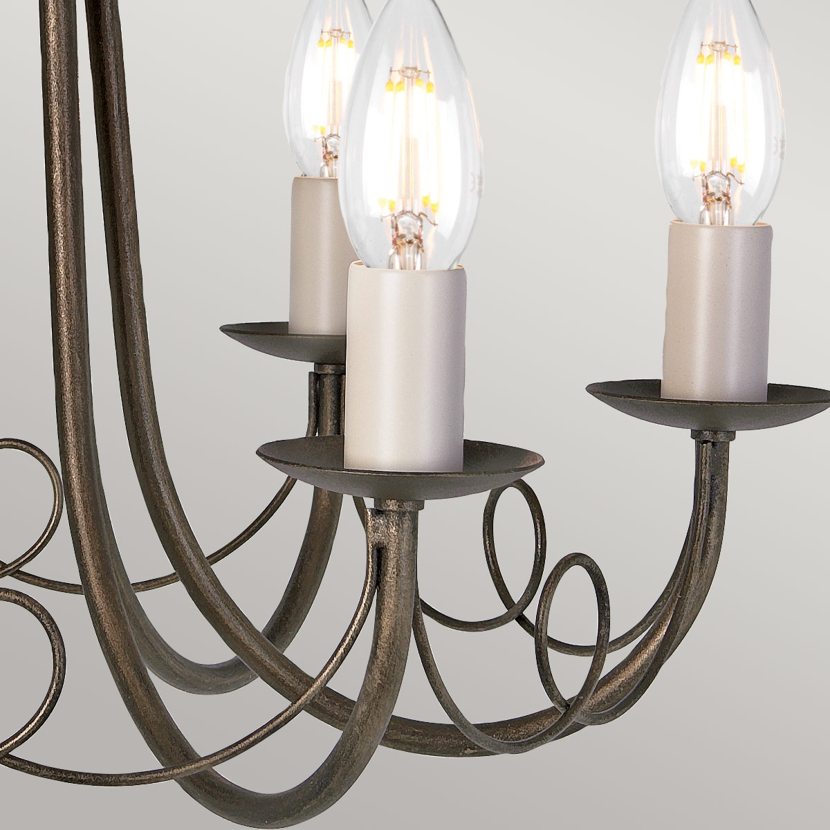 Abbotscroft Country 6 Light Chandelier Black Gold Patina Abbotscroft Country 6 Light Chandelier Black Gold Patina — detail view