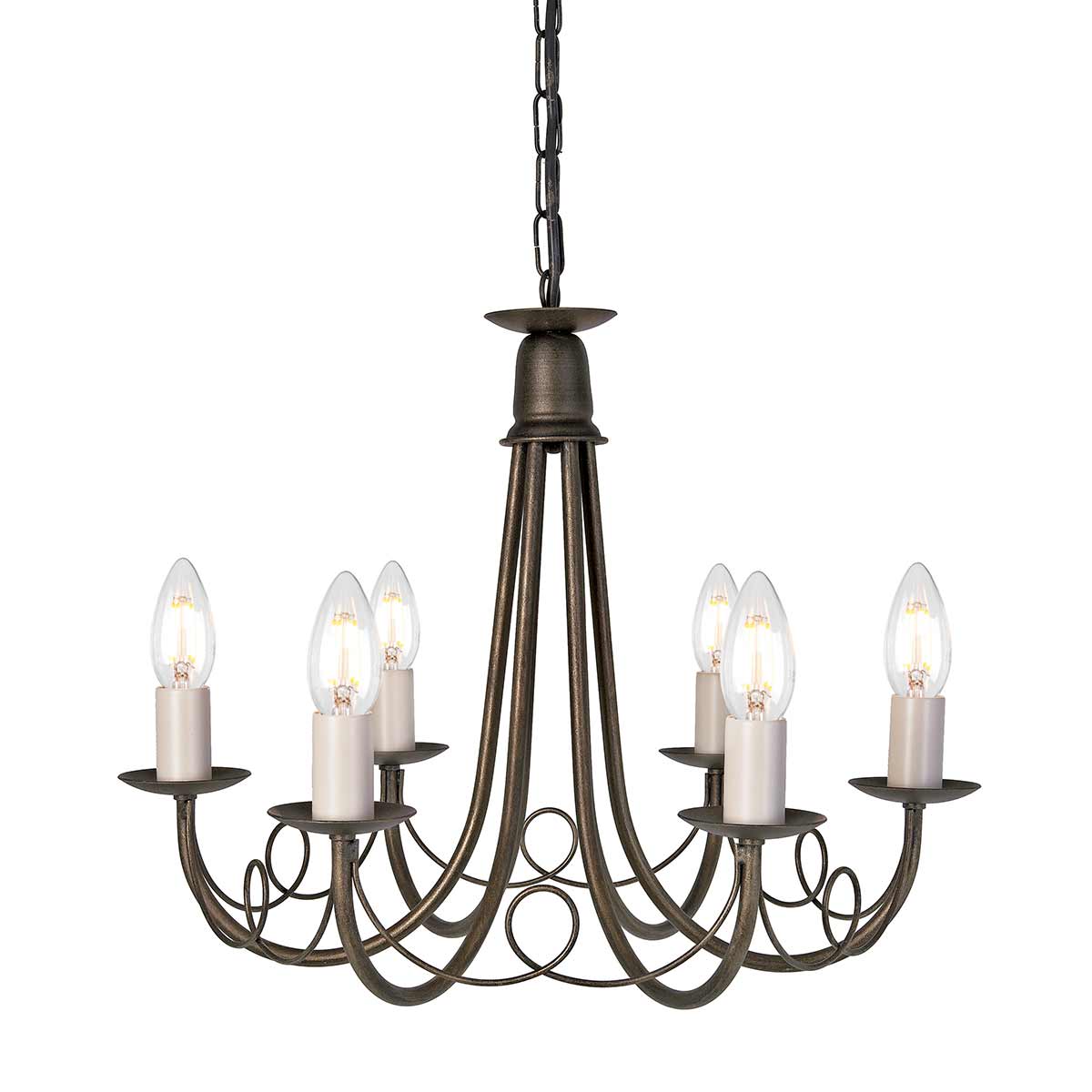 Abbotscroft Country 6 Light Chandelier Black Gold Patina