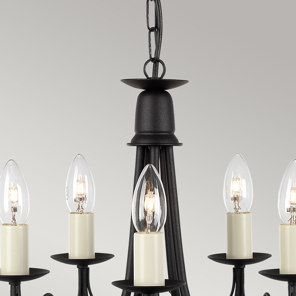 Abbotscroft Country Style 5 Light Chandelier Black Abbotscroft Country Style 5 Light Chandelier Black — detail view