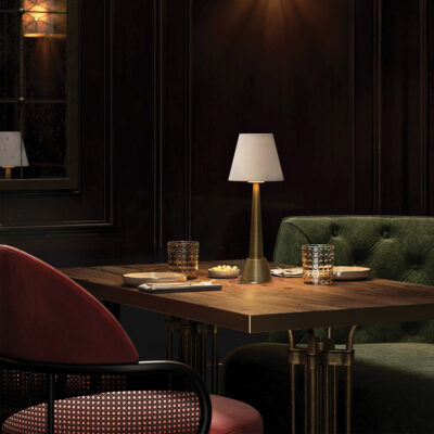 Abbotswood Hamptons Cordless Table Lamp Antique Brass — in situ view