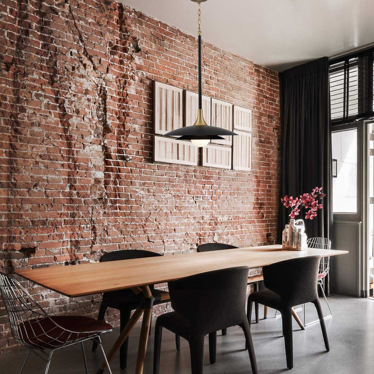 Aberford Contemporary Layered Disc Pendant Light Matte Black Aberford Contemporary Layered Disc Pendant Light Matte Black — in situ view