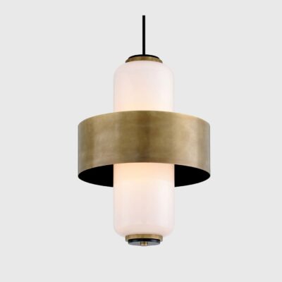 Abington Grove Industrial Brass Banded Pendant Light Large