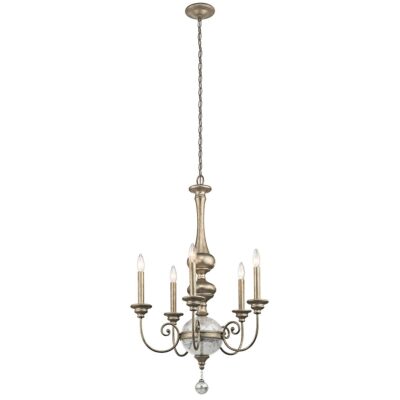 Adderbourne French Provincial 5 Light Chandelier Sterling Gold