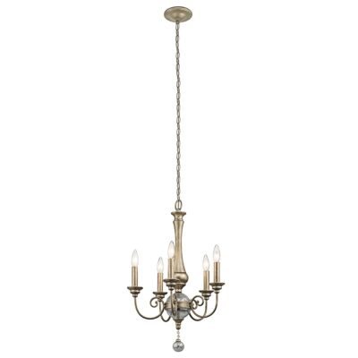 Adderbourne French Provincial 5 Light Mini Chandelier in Sterling Gold