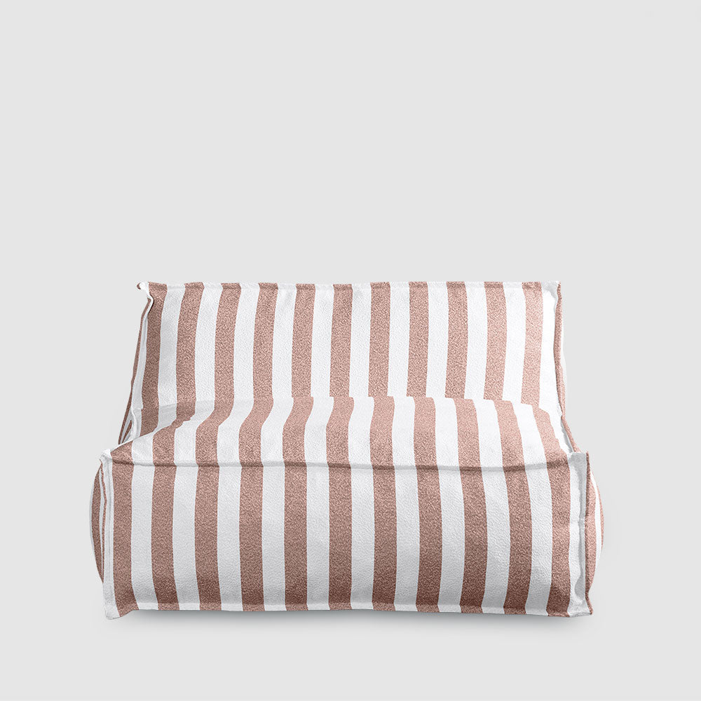 Adelong Chaise Hamptons Striped Low-Slung Outdoor Sofa in Beige and White Adelong Chaise Hamptons Striped Low-Slung Outdoor Sofa in Beige and White