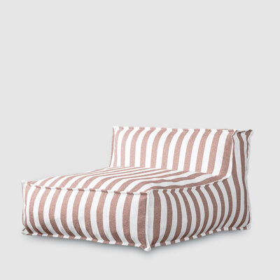 Adelong Chaise Hamptons Striped Low-Slung Outdoor Sofa in Beige and White