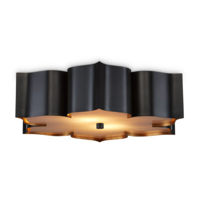Alabaster Bloom Artistic Ceiling Flush Matte Black And Gold