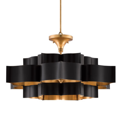 Alabaster Bloom Artistic Chandelier Matte Black And Gold Leaf