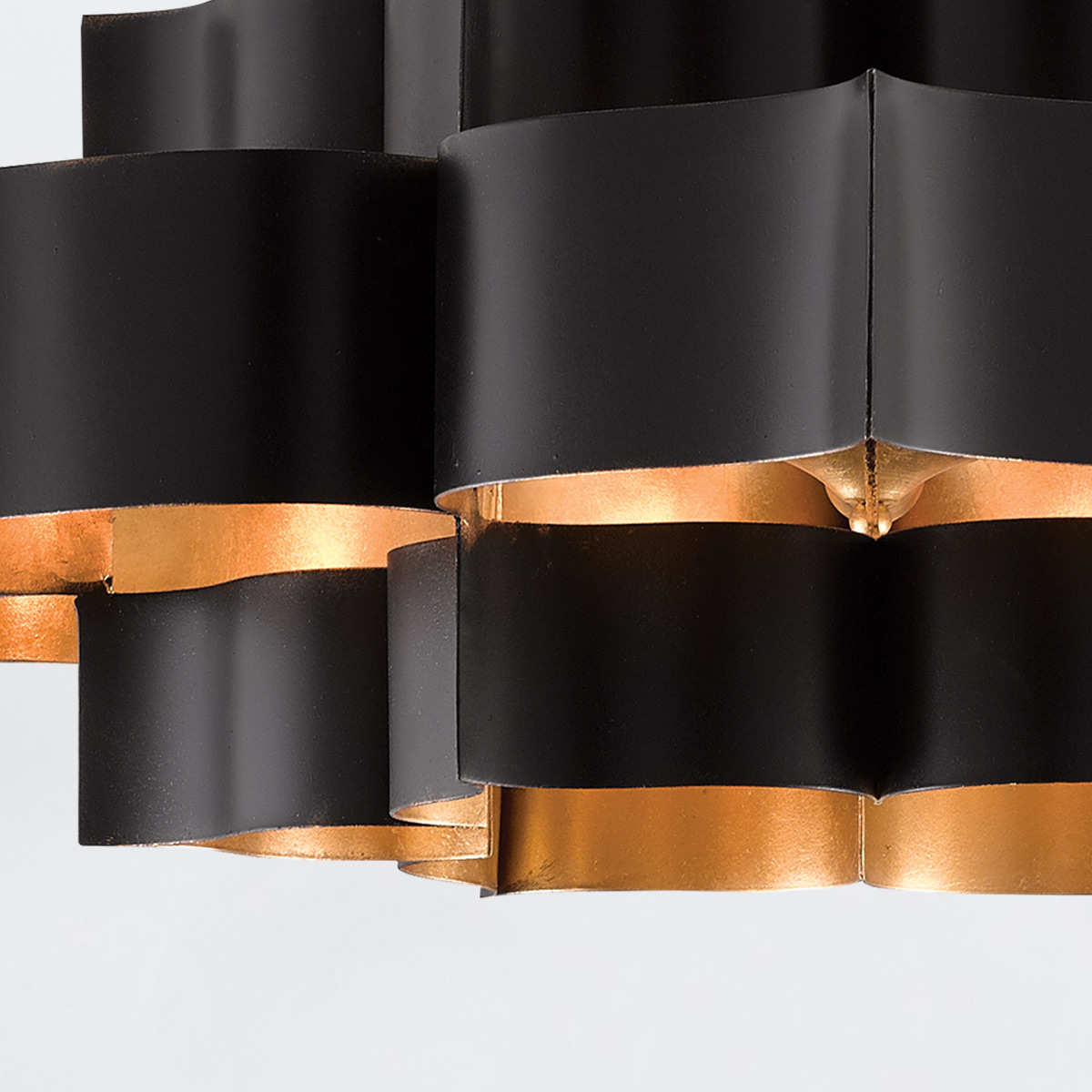 Alabaster Bloom Artistic Chandelier Matte Black And Gold Leaf Alabaster Bloom Artistic Chandelier Matte Black And Gold Leaf — detail view