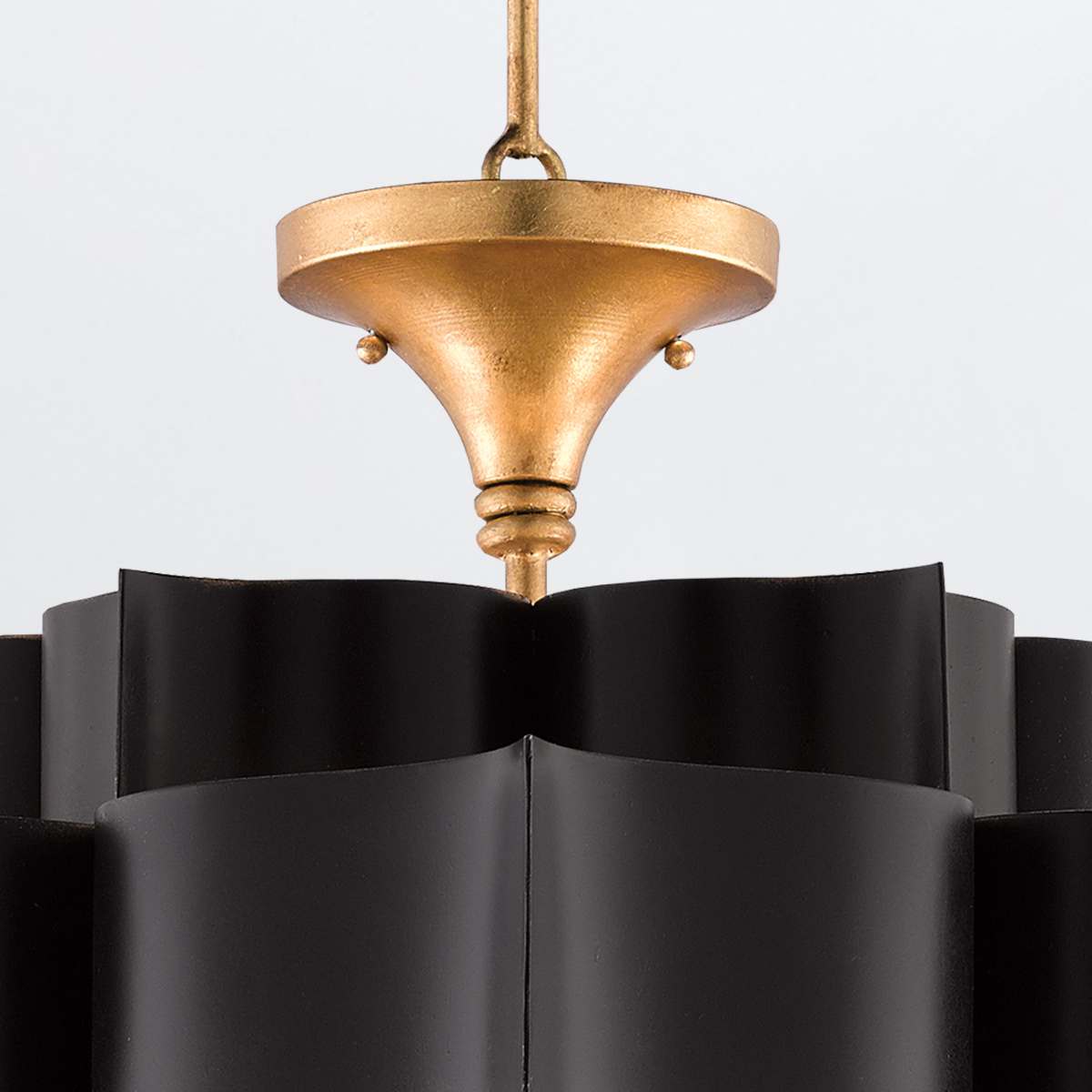 Alabaster Bloom Artistic Chandelier Matte Black And Gold Leaf Alabaster Bloom Artistic Chandelier Matte Black And Gold Leaf — detail view
