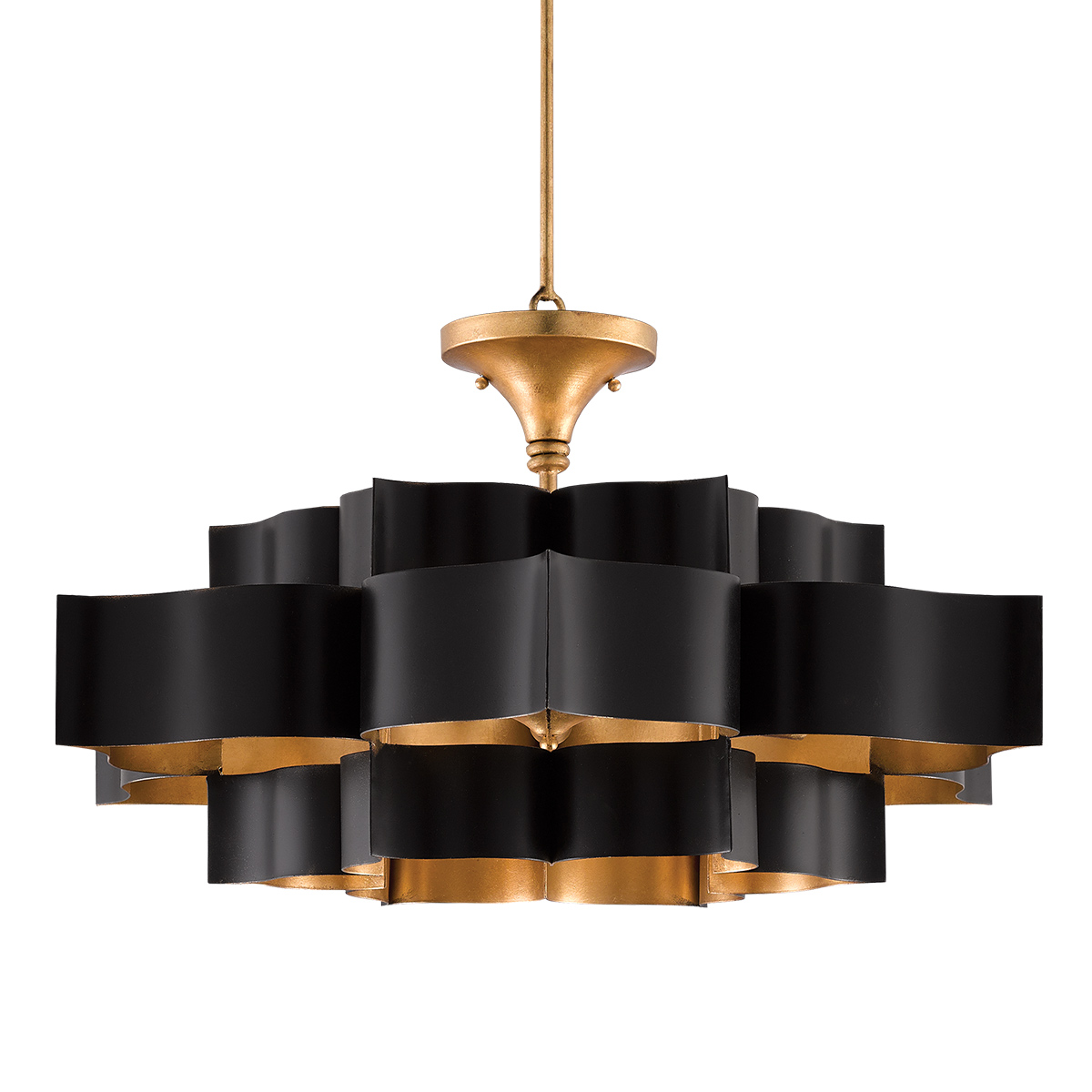 Alabaster Bloom Artistic Chandelier Matte Black And Gold Leaf