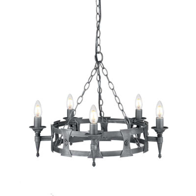 Aldergate Manor Country Wheel Chandelier Black Silver Patina