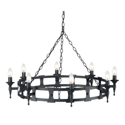 Aldergate Manor Medieval Style 8 Light Ring Chandelier Black
