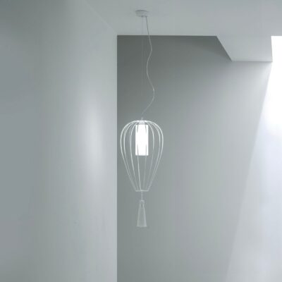 Aldergrove Wire Cage Pendant Light Glossy White