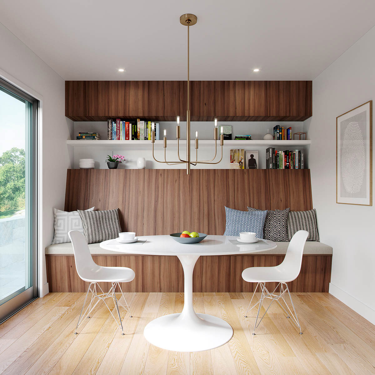 Alderleigh Hamptons 6 Light Chandelier Burnished Brass Alderleigh Hamptons 6 Light Chandelier Burnished Brass — in situ view